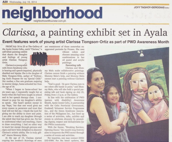bits malu 7.16.14SUNSTAR-Clarissa a painting exhibit set in Ayala